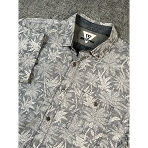 Vissla Chambray Tropical AOP Cotton Button-up Short Sleeve Shirt Men XL‎ New
